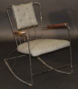 A Race Furniture Ltd metal framed rocking chair, designed by Ernest Race (this design 1948, recorded