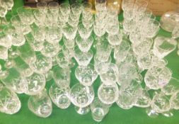 Nine cut glass wines, other assorted wine glasses and brandy glasses, tumblers and other glass