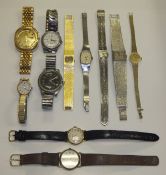 A box containing assorted gentleman's wristwatches to include Rotary, Syma, etc.