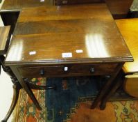 A 19th century mahogany side table, the rectangular top above two small drawers on square