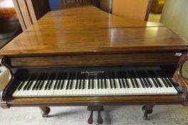 A Victorian rosewood cased boudoir grand piano, the iron framed straight strung movement by John