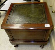 A mahogany step commode with leather insert top