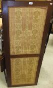 A burr maple single door cabinet, a mahogany framed three fold screen with needlework panels and a