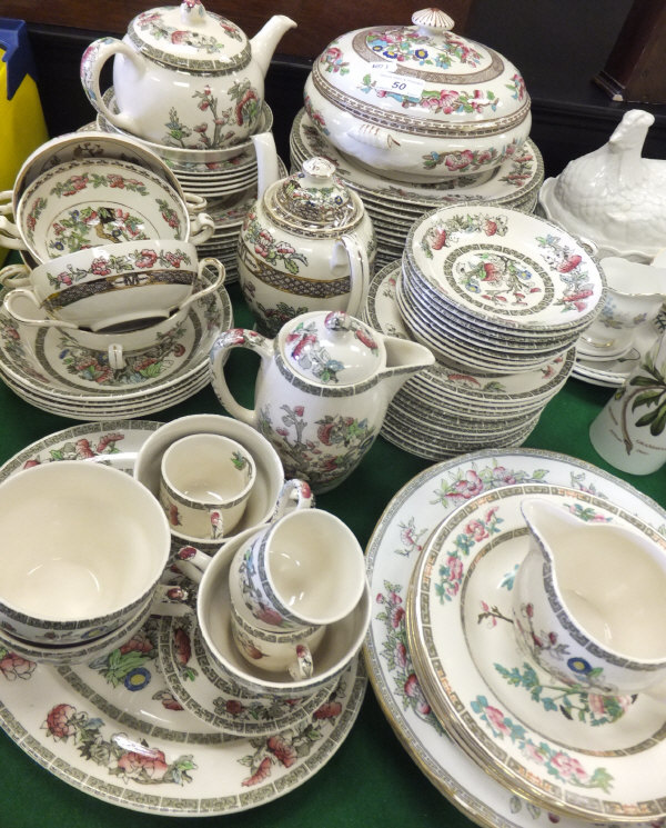 A collection of "Indian Tree" pattern dinner and tea wares to include Johnson Brothers and other