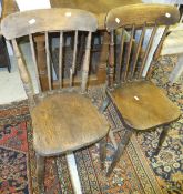Six 19th Century spindle back kitchen chairs