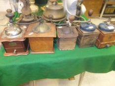 Five various French coffee grinders