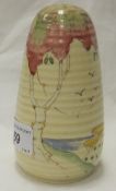 A Clarice Cliff sugar caster of "Lynton" shape decorated in the pink "Taormina" pattern