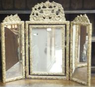 An early 20th Century painted framed triple dressing mirror in the early 18th Century manner