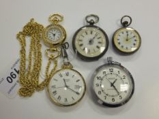 A collection of pocket watches, to include a silver cased pocket watch bearing import marks, the
