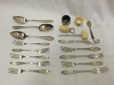 Various white metal cutlery stamped "800" including Bknauer, together with an early 20th Century