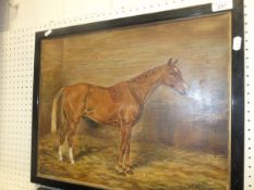 W WASDELL-TRICKETT "The Parson", study of a chestnut hunter in a stable, oil on canvas, signed,