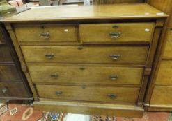 A Victorian mahogany chest of two short and three long drawers with brass handles and