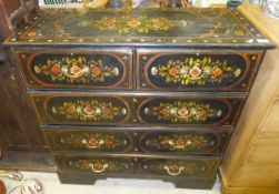 An Indian painted chest of two short over two long drawers, together with a pair of Indian painted