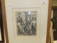 AFTER THOMAS DUDLEY "Prisoner at the gate", black and white engraving (Dudley was a student of