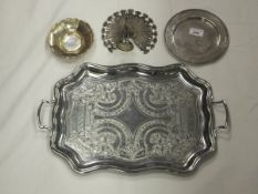 A Victorian silver bonbon dish stand of circular form, together with a modern silver octagonal
