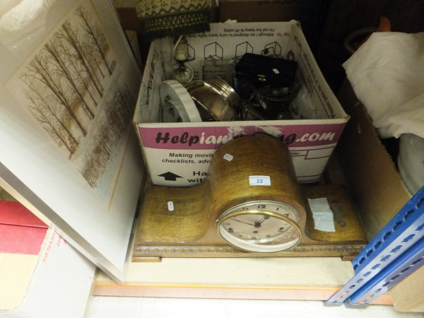 A box containing assorted miscellaneous items to include various brass and plated wares, various