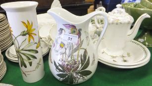 A small collection of Portmeirion "Botanic Garden" pattern wares, to include vase, jug, flan dishes,