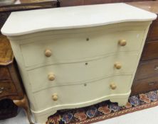 A 19th Century Continental painted commode, the marble top above three drawers   CONDITION