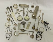 A box of assorted silver and silver plated items to include cut glass silver mounted dressing