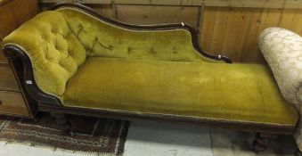 A Victorian mahogany framed chaise longue   CONDITION REPORTS  Overall quite heavy wear, knocks,