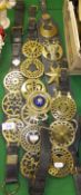 Assorted horse brasses and martingales and other various brass items to include World War I brass
