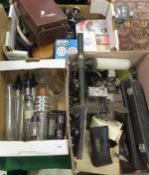 Five boxes of various scientific and other instruments to include condensing tubes, electronic