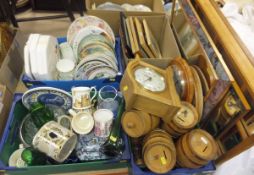 Two boxes of assorted china and glassware to include collector's plates, commemorative wares, etc,