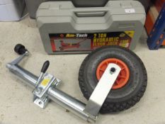 A pneumatic jockey wheel together with a 2 tonne hydraulic floor jack*