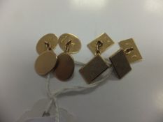 Two pairs of 9 carat gold gentleman's cufflinks