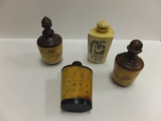 A collection of four Oriental scent bottles with erotic decoration