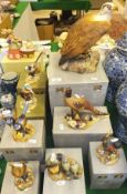 Assorted Royal Crown Derby figurines to include "Bald Eagle XL", "Bullfinch", "Blue Tit and Chicks",