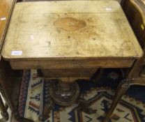 A Victorian burr walnut and inlaid work table, the rectangular top with rising lid revealing a