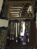 A 24 piece kitchen knife set in carrying case, together with a 9 piece kitchen knife set in carrying