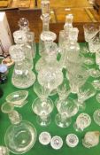 A Waterford Crystal cut glass mallet shaped decanter, glass decanter with etched emblem for "The
