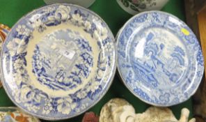 A collection of 19th Century blue and white transfer decorated wares to include Wedgwood Union