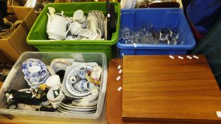 Two boxes of assorted chinaware to include various teawares, collectors plates, etc., together