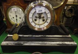 A marble cased mantle clock with Roman numerals to the dial   CONDITION REPORTS  Various repairs and