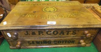 A 19th century two drawer sewing cotton cabinet for J & P Coats Ltd   CONDITION REPORTS  Size approx