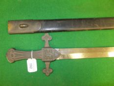 An 1856 pattern Bandsman's sword by Robert Mole, the brass hilt with VR cypher to the cross guard,