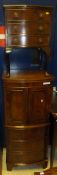A mahogany drinks cabinet with three drawers under, and a bedside chest of three drawers