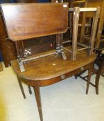 An Edwardian mahogany inlaid drop leaf Sutherland table, a 19th Century mahogany bow fronted