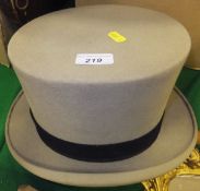 A Moss Bros grey top hat