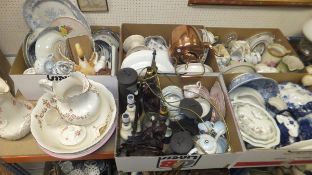 Five boxes of assorted china wares to include tea wares, decorative jugs, tureens, etc, together