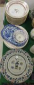 A collection of twelve 19th Century Ashworth pottery plates, together with a 19th Century lustreware