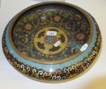 An early 20th century Chinese cloisonné fruit bowl, with a shoo symbol to centre, surrounded by bats