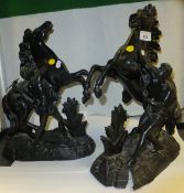 A pair of spelter Marley horse figures after the original by Cousteau