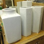 Three hexagonal Oriental vases and one further Oriental style vase   CONDITION REPORTS  Heights