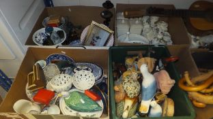 Four boxes of sundry china wares to include Royal Worcester "Evesham" pattern tureen, pots, etc,