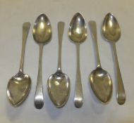 A set of six George III Old English pattern dessert spoons (Edinburgh 1786 makers mark ID possibly