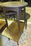 A 19th Century and later oak rectangular occasional table on turned supports to pad feet, together